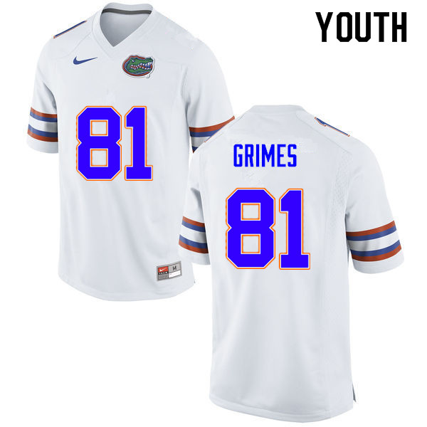 Youth #81 Trevon Grimes Florida Gators College Football Jerseys Sale-White